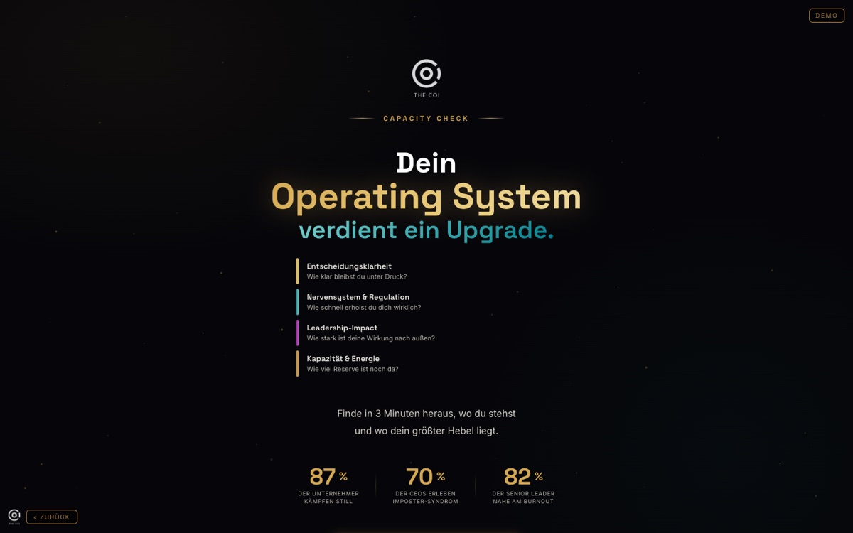 Der Capacity Check: ein digitales Selbsteinschätzungs-Tool mit Fragen, Schiebereglern und Auswahlfeldern